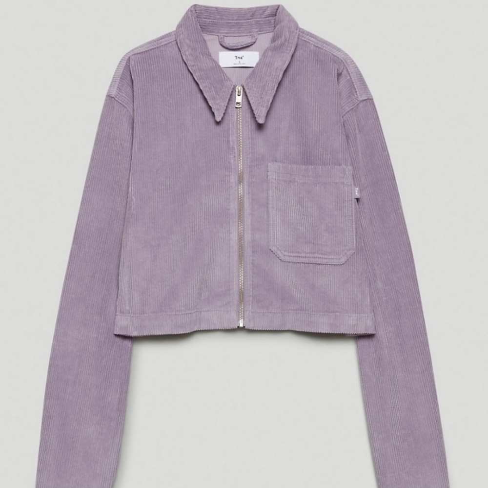 Aritzia TNA Lavender Corduroy Zip-Up Jacket